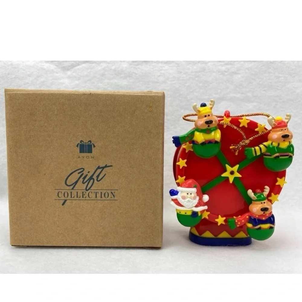 Avon Santa Ferris Wheel Ornament 1997 Vintage Christmas Decor Original Box